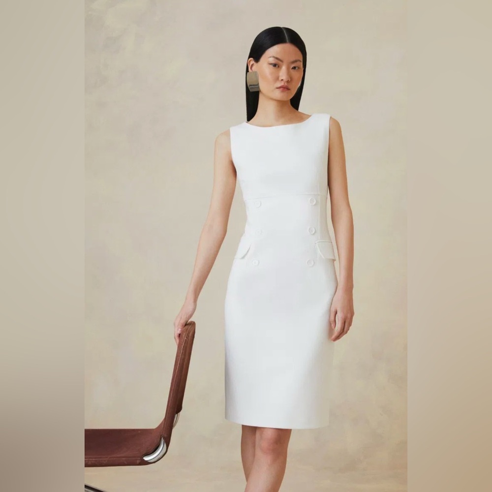 Women's White Sleeveless Sheath Dress